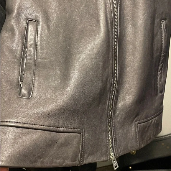 All Saints Black Leather Bomber Jacket - Picture 7 of 7